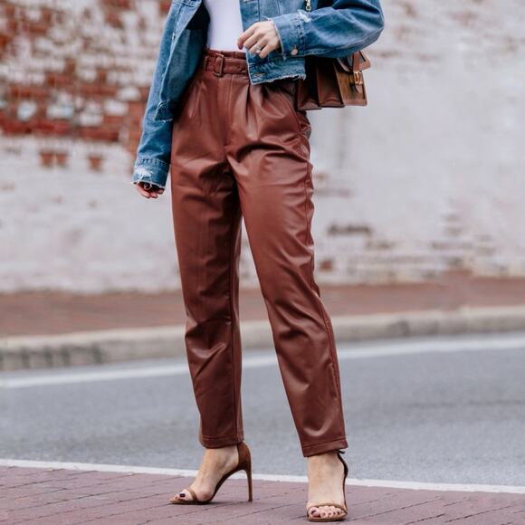 Abercrombie & Fitch Pants - Abercrombie & Fitch Vegan Leather Belted Pants Size Medium